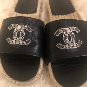 RARE Chanel Jeweled Espadrille Slides